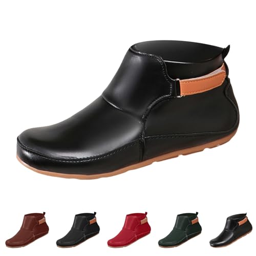 MJGkhiy Texani Stiefel Damen Niedrig Camperos Boots Winter Cowboy Stiefeletten Schwarz Chelsea Stiefel Braun Western Stiefeletten Ankle, Schwarz , 41 EU von MJGkhiy