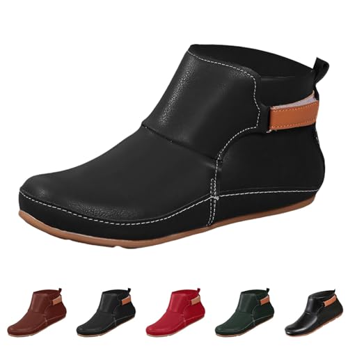 MJGkhiy Texani Stiefel Damen Niedrig Camperos Boots Winter Cowboy Stiefeletten Schwarz Chelsea Stiefel Braun Western Stiefeletten Ankle, dunkelgrau, 38 EU von MJGkhiy