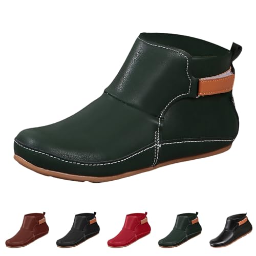 MJGkhiy Texani Stiefel Damen Niedrig Camperos Boots Winter Cowboy Stiefeletten Schwarz Chelsea Stiefel Braun Western Stiefeletten Ankle, grün, 37 EU von MJGkhiy