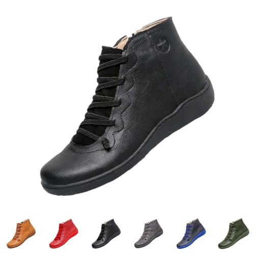 MJGkhiy Texani Stiefel Damen Niedrig Cowboy Stiefeletten Schwarz Chelsea Boots Leder Winter Camperos Trekkingstiefel Braun Western Stiefel mit Reißverschluss, Schwarz , 42 EU von MJGkhiy