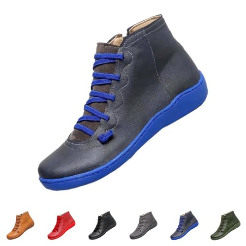 MJGkhiy Texani Stiefel Damen Niedrig Cowboy Stiefeletten Schwarz Chelsea Boots Leder Winter Camperos Trekkingstiefel Braun Western Stiefel mit Reißverschluss, blau, 36 EU von MJGkhiy