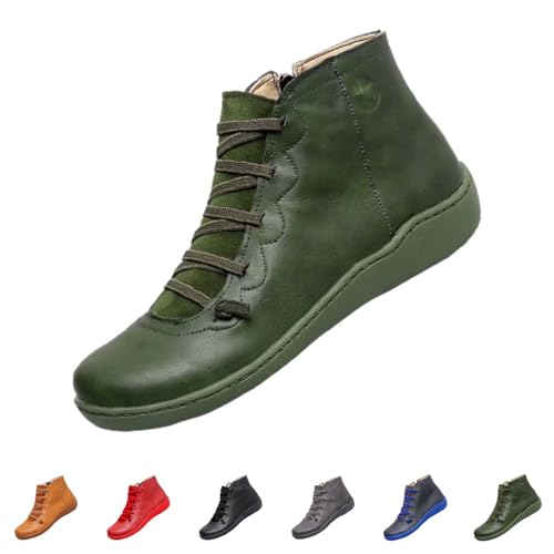 MJGkhiy Texani Stiefel Damen Niedrig Cowboy Stiefeletten Schwarz Chelsea Boots Leder Winter Camperos Trekkingstiefel Braun Western Stiefel mit Reißverschluss, grün, 41 EU von MJGkhiy