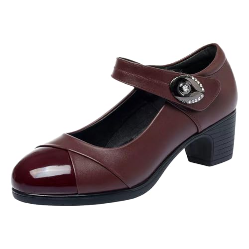 MJGkhiy Trachtenschuhe Blockabsatz Pumps Brautschuhe Geschlossene Bequeme Dirndl Schuhe Spangenpumps Tanzschuhe Breite Füße Chunky Hochzeiten Hochzeitsschuhe Weite H Keilpumps von MJGkhiy