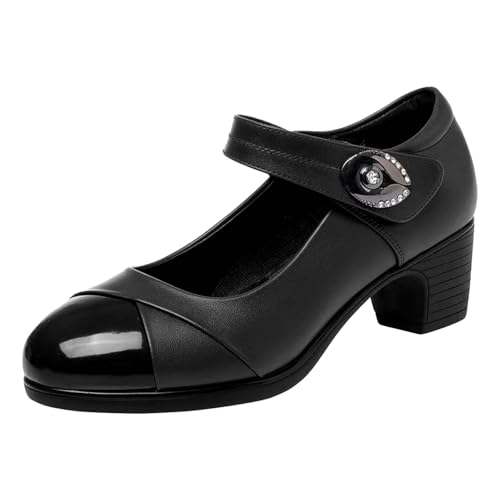 MJGkhiy Trachtenschuhe Blockabsatz Pumps Brautschuhe Geschlossene Bequeme Dirndl Schuhe Spangenpumps Tanzschuhe Breite Füße Chunky Hochzeiten Hochzeitsschuhe Weite H Keilpumps von MJGkhiy