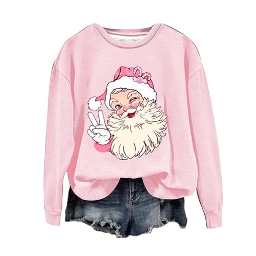 MJGkhiy Weihnachtspullover Damen Elegant Elf Kostüm Roter Weihnachtsmann Weihnachtspullover Weihnachtspullover Hässliche Weihnachtspullover Sweatshirt Weihnachten Pullover Red Black Friday 2024, Rosa, von MJGkhiy