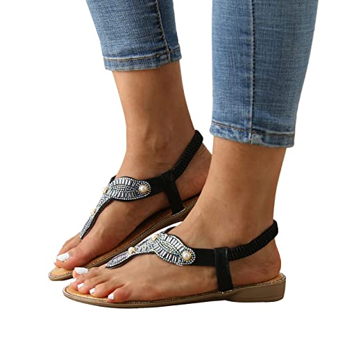 MJGkhiy Zehentrenner Sandalen Damen Glitzer,Open Toe Römersandalen Elegante Flip Flop Sandals Peep Toe Strandsandalen Riemchenpumps Pantoletten Sandalen & Slides für Damen von MJGkhiy