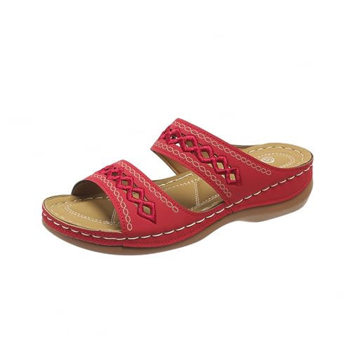 Orthopädische Hausschuhe Damen Sommer Offene Vorne Schuhe Orthopädische Weiche Plant Hausschuhe Haus Pool Strand Hausschuhe Mit Keilabsatz Rutschfest Atmungsaktiv Slip-On Sandalen Tagesangebote, rot Orthopädische Hausschuhe Damen Sommer Offene Vorne Schuhe Orthopädische Weiche Plant Hausschuhe Haus Pool Strand Hausschuhe Mit Keilabsatz Rutschfest Atmungsaktiv Slip-On Sandalen Tagesangebote, rot von MJGkhiy