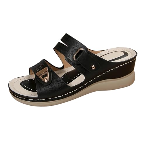 Orthopädische Hausschuhe für Damen, Sommer, rutschfest, weich, vorne offen, orthopädische Schuhe, Pool, Strand, Slip-On-Sandalen, breite Plane, leicht, Keilabsatz, Angebote des Tages, Schwarz , 39 EU Orthopädische Hausschuhe für Damen, Sommer, rutschfest, weich, vorne offen, orthopädische Schuhe, Pool, Strand, Slip-On-Sandalen, breite Plane, leicht, Keilabsatz, Angebote des Tages, Schwarz , 39 EU von MJGkhiy