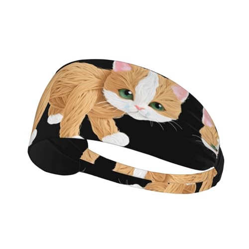 Elastisches Sport-Stirnband, Haarband, MJHKXLJ Kätzchen, aus Garn bedruckt, Spandex, weich, atmungsaktiv, schnell trocknend von MJHKXLJ