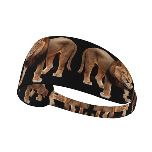 Elastisches Sport-Stirnband, Haarband, MJHKXLJ Leonardo_Vision_XL_Lion_3 Druck, Spandex, weich, atmungsaktiv, schnelltrocknend von MJHKXLJ