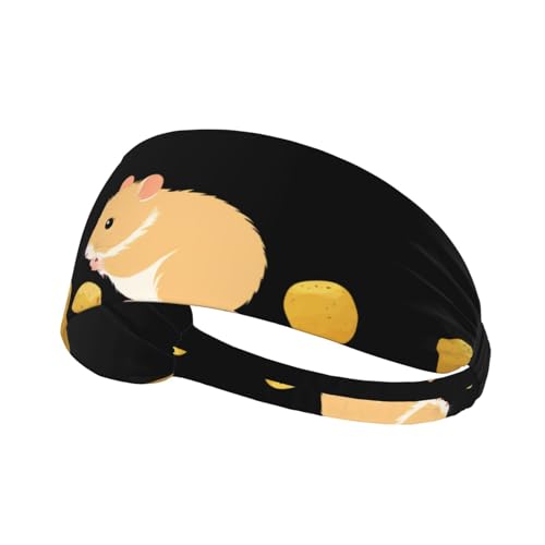 Elastisches Sport-Stirnband, Haarband, MJHKXLJ Little Hamster liebt es, Kartoffeln zu essen, bedruckt, Spandex, weich, atmungsaktiv, schnell trocknend von MJHKXLJ