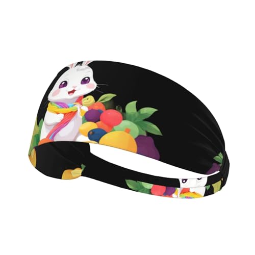 Elastisches Sport-Stirnband, Haarband, MJHKXLJ kleines Kaninchen, Trocknen, konservierte Früchte, bedruckt, Spandex, weich, atmungsaktiv, schnell trocknend von MJHKXLJ