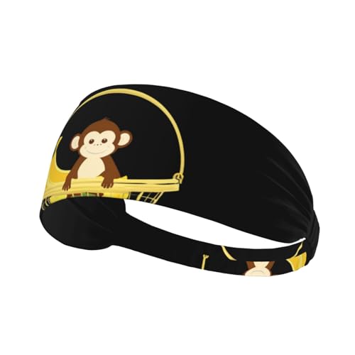 Elastisches Sport-Stirnband, Haarband mit Aufschrift "MJHKXLJ Little Monkey in the Shopping Corb", bedruckt, Spandex, weich, atmungsaktiv, schnelltrocknend von MJHKXLJ