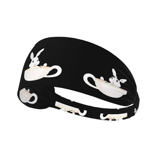 Elastisches Sport-Stirnband, MJHKXLJ mit kleinem weißen Kaninchen-Druck, Spandex, weich, atmungsaktiv, schnell trocknend von MJHKXLJ