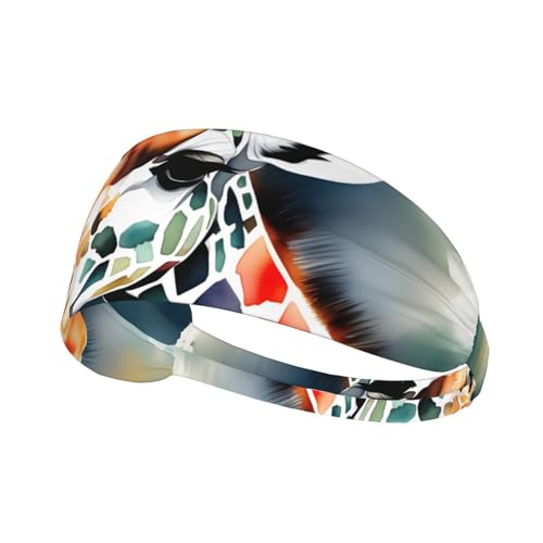 Elastisches Sport-Stirnband, MJHKXLJ mit stilvollem Tier-Aquarell-Giraffen-Druck, Spandex, weich, atmungsaktiv, schnell trocknend von MJHKXLJ
