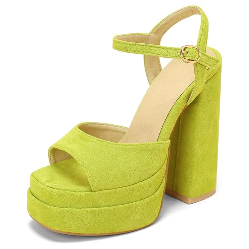 MJIASIAWA 14.5CM Chunky High Sandalen Damen Peep Toe Plateau Sandals Schnalle Knöchelriemchen Party Hochzeit Block Grün Gr 40 EU/41 Asiatisch MJIASIAWA 14.5CM Chunky High Sandalen Damen Peep Toe Plateau Sandals Schnalle Knöchelriemchen Party Hochzeit Block Grün Gr 40 EU/41 Asiatisch von MJIASIAWA