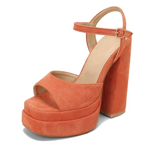 MJIASIAWA 14.5CM Chunky High Sandalen Damen Peep Toe Plateau Sandals Schnalle Knöchelriemchen Party Hochzeit Block Orange Gr 36.5 EU/37 Asiatisch MJIASIAWA 14.5CM Chunky High Sandalen Damen Peep Toe Plateau Sandals Schnalle Knöchelriemchen Party Hochzeit Block Orange Gr 36.5 EU/37 Asiatisch von MJIASIAWA