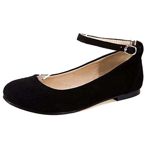 MJIASIAWA Ballerina Flach Ballet Prom Closed Toe Damen Mary Jane Shool Dolly Schuhe Buro Arbeit Hochzeit Comfy Walking Flats Schwarz Gr 39 EU/40 Asiatisch von MJIASIAWA