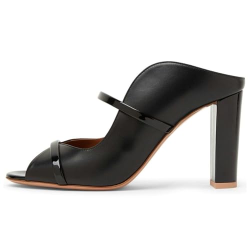 MJIASIAWA Blockabsatz Mule Peep Toe Damen Sommer Pantoffeln Mode Hausschuhe Pantoffeln Sandals Buro High Sandalen Schwarz Gr 36 EU von MJIASIAWA