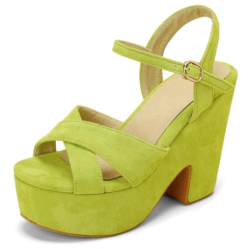 MJIASIAWA Chunky Keilabsatz Damen Offene Zeh Knöchelriemchen Sandals Wildleder Gladiator Sommer Party Plateau Romisch Grün Gr 40 EU/41 Asiatisch MJIASIAWA Chunky Keilabsatz Damen Offene Zeh Knöchelriemchen Sandals Wildleder Gladiator Sommer Party Plateau Romisch Grün Gr 40 EU/41 Asiatisch von MJIASIAWA