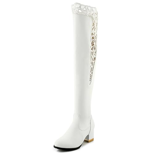 MJIASIAWA Damen Blockabsatz Hochzeit Elegant Overknee Stiefel Winter Runde Zehen Mode Ohne Verschluss Party Long Booty Weiß Gr 36 EU MJIASIAWA Damen Blockabsatz Hochzeit Elegant Overknee Stiefel Winter Runde Zehen Mode Ohne Verschluss Party Long Booty Weiß Gr 36 EU von MJIASIAWA