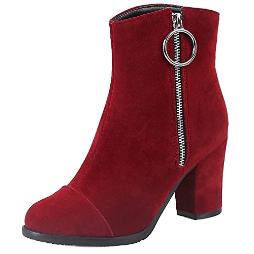 MJIASIAWA Damen Blockabsatz Winter Klassischer Stiefeletten Reißverschluss Party Elegant Hochzeit Höhe Ferse Chelsea Kleid Retro Mode Boots Rotwein Gr 52 EU/54 Asiatisch MJIASIAWA Damen Blockabsatz Winter Klassischer Stiefeletten Reißverschluss Party Elegant Hochzeit Höhe Ferse Chelsea Kleid Retro Mode Boots Rotwein Gr 52 EU/54 Asiatisch von MJIASIAWA