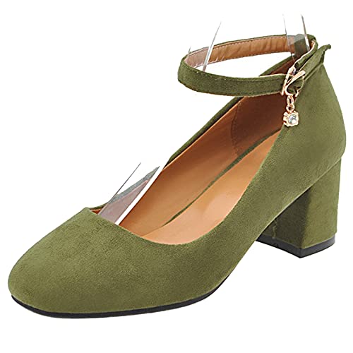 MJIASIAWA Damen Closed Toe Mode Blockabsatz Bows Brautschuhe Ohne Verschluss Mitte Absatz Party Kleid Formal Pumps Abend Grün Gr 38 EU/39 Asiatisch von MJIASIAWA