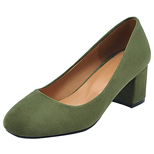 MJIASIAWA Damen Closed Toe Mode Blockabsatz Bows Brautschuhe Ohne Verschluss Mitte Absatz Party Kleid Formal Pumps Abend Grün Gr 40.5 EU/42 Asiatisch von MJIASIAWA