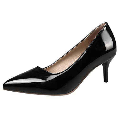 MJIASIAWA Damen Elegant Pointed Toe Hochzeit Stiletto Pumps Formal Kleid Kitten Heel Party Mode Abend Schuhe Schwarz Gr 31 EU von MJIASIAWA