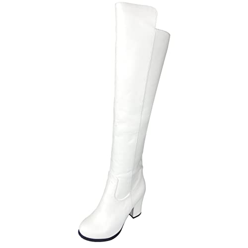 MJIASIAWA Damen Fell Lined Klassischer Overknees Reitstiefel Blockabsatz Runde Zehen Mode Winter Kleid Warm Overknees Stiefel Weiß Gr 40 EU/41 Asiatisch MJIASIAWA Damen Fell Lined Klassischer Overknees Reitstiefel Blockabsatz Runde Zehen Mode Winter Kleid Warm Overknees Stiefel Weiß Gr 40 EU/41 Asiatisch von MJIASIAWA