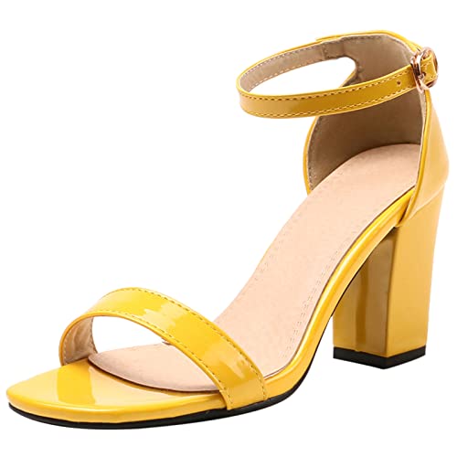 MJIASIAWA Damen Knöchelriemchen Mode Offene Zeh Sommer Blockabsatz Sandalen Prom Komfort Lack Kleid Höhe Ferse Schuhe Gelb/8.5Cm Gr 40 EU/41 Asiatisch MJIASIAWA Damen Knöchelriemchen Mode Offene Zeh Sommer Blockabsatz Sandalen Prom Komfort Lack Kleid Höhe Ferse Schuhe Gelb/8.5Cm Gr 40 EU/41 Asiatisch von MJIASIAWA