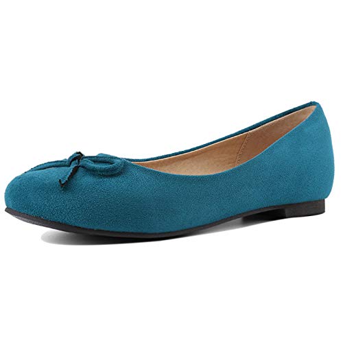 MJIASIAWA Damen Komfort Walking Buro Arbeit Ballet Flach Ohne Verschluss Bows Dolly Schuhe Closed Toe Ballerinas Prom Bride Schuhe Blau-Ms Gr 47 EU/49 Asiatisch von MJIASIAWA