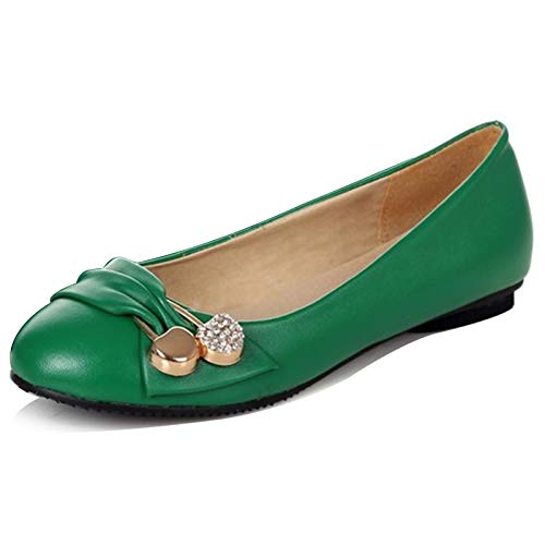 MJIASIAWA Damen Leisure Flats Closed Toe Ohne Verschluss Buro Arbeit Dolly Schuhe Ballerinas Ballet Mocasions Komfort Walking Loafers Grün Gr 40.5 EU/42 Asiatisch von MJIASIAWA