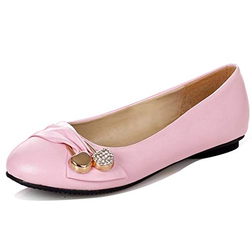 MJIASIAWA Damen Leisure Flats Closed Toe Ohne Verschluss Buro Arbeit Dolly Schuhe Ballerinas Ballet Mocasions Komfort Walking Loafers Pink Gr 38 EU/39 Asiatisch von MJIASIAWA