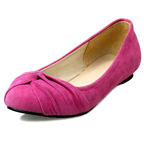 MJIASIAWA Damen Leisure Flats Closed Toe Ohne Verschluss Buro Arbeit Dolly Schuhe Ballerinas Ballet Mocasions Komfort Walking Loafers Rose-Rot Gr 40.5 EU/42 Asiatisch von MJIASIAWA