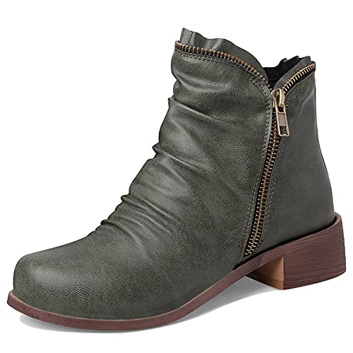 MJIASIAWA Damen Mitte Absatz Klassischer Runde Zehen Leisure Slouch Stiefeletten Herbst Blockabsatz Winter Retro Chelsea Stiefel Reißverschluss Grün Gr 47 EU/49 Asiatisch MJIASIAWA Damen Mitte Absatz Klassischer Runde Zehen Leisure Slouch Stiefeletten Herbst Blockabsatz Winter Retro Chelsea Stiefel Reißverschluss Grün Gr 47 EU/49 Asiatisch von MJIASIAWA