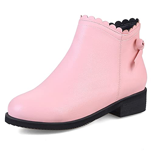 MJIASIAWA Damen Mitte Absatz Mode Chelsea Runde Zehen Winter Reißverschluss Stiefeletten Schnalle Bows Leisure Comfy Blockabsatz Warm Boots Pink Gr 40 EU/41 Asiatisch MJIASIAWA Damen Mitte Absatz Mode Chelsea Runde Zehen Winter Reißverschluss Stiefeletten Schnalle Bows Leisure Comfy Blockabsatz Warm Boots Pink Gr 40 EU/41 Asiatisch von MJIASIAWA