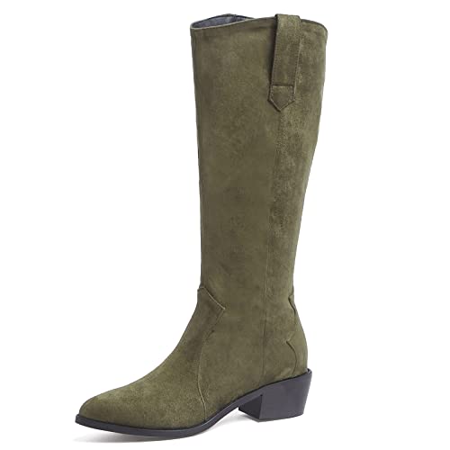 MJIASIAWA Damen Mode Kniestiefel Pointed Toe Vintage Block Mitte Absatz Draußen Warm Winter Reitstiefel Reißverschluss Grün/R Gr 39 EU/40 Asiatisch MJIASIAWA Damen Mode Kniestiefel Pointed Toe Vintage Block Mitte Absatz Draußen Warm Winter Reitstiefel Reißverschluss Grün/R Gr 39 EU/40 Asiatisch von MJIASIAWA