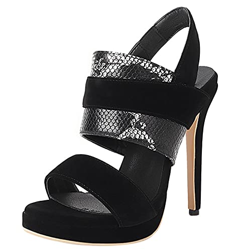 MJIASIAWA Damen Offene Zeh Mode Knöchelriemchen Romisch Stiletto Plateau Sandalen Höhe Ferse Abend Schuhe Silber Gr 47 EU/49 Asiatisch von MJIASIAWA