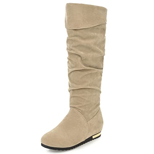 MJIASIAWA Damen Ohne Verschluss Klassischer Knee Slouch Mokassin Stiefel Keilabsatz Runde Zehen Comfy Winter Warm Overknees Stiefel Ohne Verschluss Beige Gr 40 EU/41 Asiatisch MJIASIAWA Damen Ohne Verschluss Klassischer Knee Slouch Mokassin Stiefel Keilabsatz Runde Zehen Comfy Winter Warm Overknees Stiefel Ohne Verschluss Beige Gr 40 EU/41 Asiatisch von MJIASIAWA