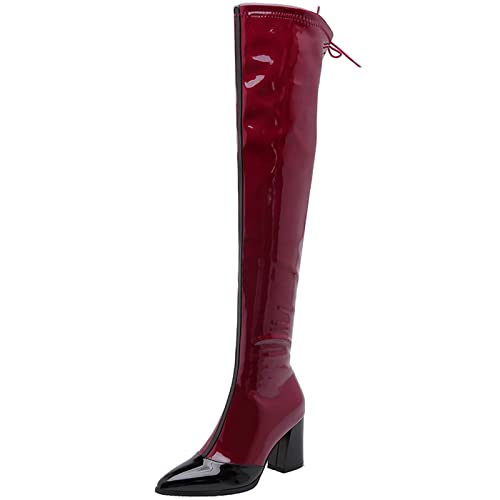 MJIASIAWA Damen Overknees Winter Warm Pointed Toe Blockabsatz Stretch Mode Boots Reißverschluss Abend Thigh Schneestiefel Rotwein/Dl Gr 40 EU/41 Asiatisch MJIASIAWA Damen Overknees Winter Warm Pointed Toe Blockabsatz Stretch Mode Boots Reißverschluss Abend Thigh Schneestiefel Rotwein/Dl Gr 40 EU/41 Asiatisch von MJIASIAWA