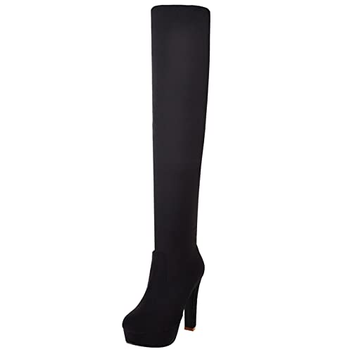 MJIASIAWA Damen Party Blockabsatz Plateau Overknees Prom Kleid Stretch Stiefel Ohne Verschluss Thigh Abend Club Warm Boots Schwarz Gr 35 Eu MJIASIAWA Damen Party Blockabsatz Plateau Overknees Prom Kleid Stretch Stiefel Ohne Verschluss Thigh Abend Club Warm Boots Schwarz Gr 35 Eu von MJIASIAWA