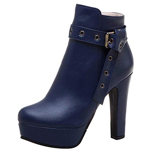 MJIASIAWA Damen Party Höhe Ferse Winter Plateau Mode Stiefeletten Reißverschluss Riding Warm Blockabsatz Party Runde Zehen Motorradstiefel Blau Gr 42 EU/44 Asiatisch MJIASIAWA Damen Party Höhe Ferse Winter Plateau Mode Stiefeletten Reißverschluss Riding Warm Blockabsatz Party Runde Zehen Motorradstiefel Blau Gr 42 EU/44 Asiatisch von MJIASIAWA