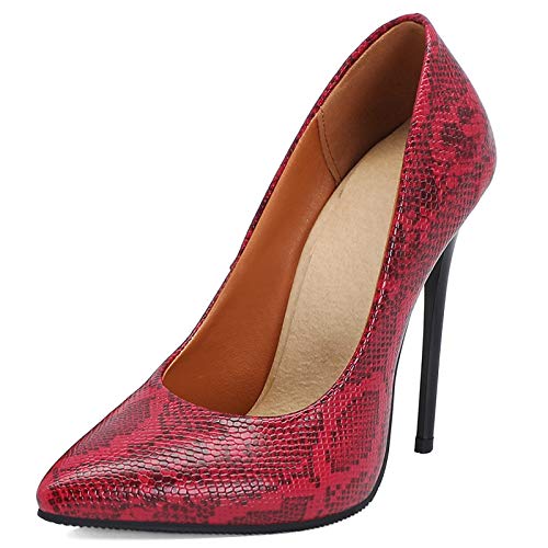MJIASIAWA Damen Party Mode Stiletto Ohne Verschluss Pumps Kleid Elegant Abend Sommer Party Höhe Ferse Schuhe Rot Gr 39 EU/40 Asiatisch von MJIASIAWA