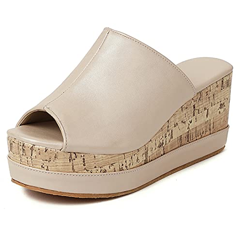 MJIASIAWA Damen Peep Toe Pantoffeln Mode Draußen Leisure Plateau Keilabsatz Sandalen Sommer Strand Schuhe Pantoletten Pantoffeln Sandalen Aprikose Gr 36 Eu MJIASIAWA Damen Peep Toe Pantoffeln Mode Draußen Leisure Plateau Keilabsatz Sandalen Sommer Strand Schuhe Pantoletten Pantoffeln Sandalen Aprikose Gr 36 Eu von MJIASIAWA