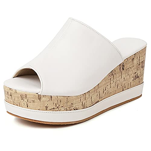 MJIASIAWA Damen Peep Toe Pantoffeln Mode Draußen Leisure Plateau Keilabsatz Sandalen Sommer Strand Schuhe Pantoletten Pantoffeln Sandalen Weiß Gr 41 EU/43 Asiatisch MJIASIAWA Damen Peep Toe Pantoffeln Mode Draußen Leisure Plateau Keilabsatz Sandalen Sommer Strand Schuhe Pantoletten Pantoffeln Sandalen Weiß Gr 41 EU/43 Asiatisch von MJIASIAWA