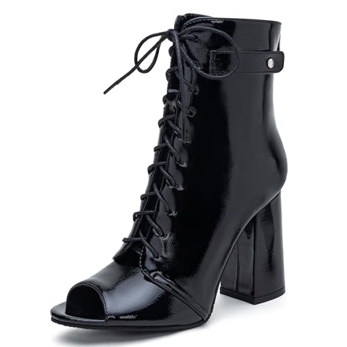 MJIASIAWA Damen Peep Toe Sommer Block Mittelhohe Stiefel Mesh Stiefeletten Mode Schnüren Gladiator Chunky Biker Stiefeletten Zip Schwarz Gr 43 EU/45 Asiatisch MJIASIAWA Damen Peep Toe Sommer Block Mittelhohe Stiefel Mesh Stiefeletten Mode Schnüren Gladiator Chunky Biker Stiefeletten Zip Schwarz Gr 43 EU/45 Asiatisch von MJIASIAWA