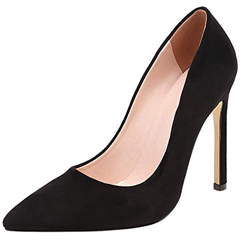 MJIASIAWA Damen Pointed Toe Bride Hochzeit Stiletto Pumps Kleid Abend Buro Party Mode Pumps Formal Schwarz Gr 44 EU/46 Asiatisch von MJIASIAWA
