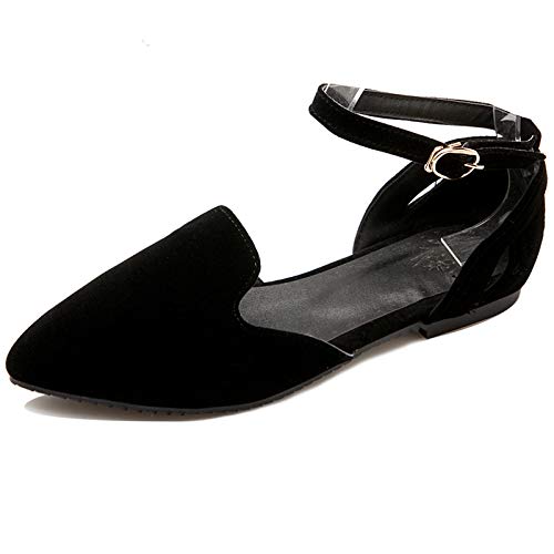MJIASIAWA Damen Pointed Toe Leisure Flats Knöchelriemchen Sandalen Ballerinas Ballet Pantoffeln Leisure Walking Damen Dolly Schuhe Schwarz Gr 50 EU/52 Asiatisch von MJIASIAWA