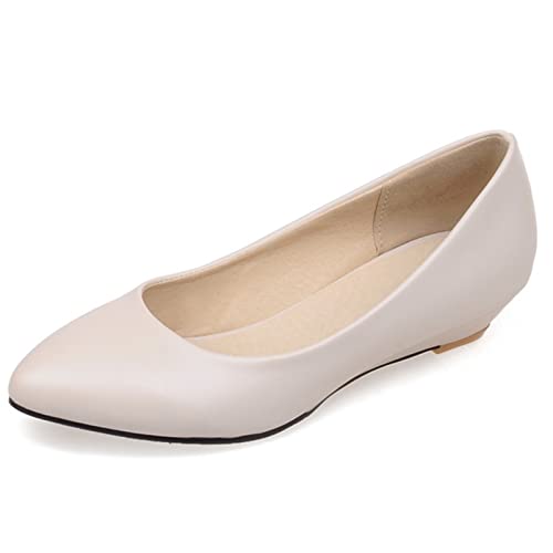MJIASIAWA Damen Pointed Toe Ohne Verschluss Mode Keilabsatz Pumps Solid Color Buro Formal Mitte Absatz Comfy Arbeit Schuhe Beige Gr 39 EU/40 Asiatisch MJIASIAWA Damen Pointed Toe Ohne Verschluss Mode Keilabsatz Pumps Solid Color Buro Formal Mitte Absatz Comfy Arbeit Schuhe Beige Gr 39 EU/40 Asiatisch von MJIASIAWA